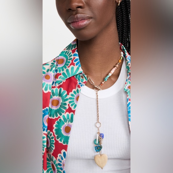 Dannijo Francesca Goldtone & Mixed Media Lariat Necklace NWT - Picture 7 of 17